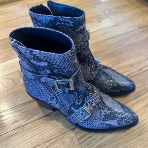 All Saints snakeskin print leather boots